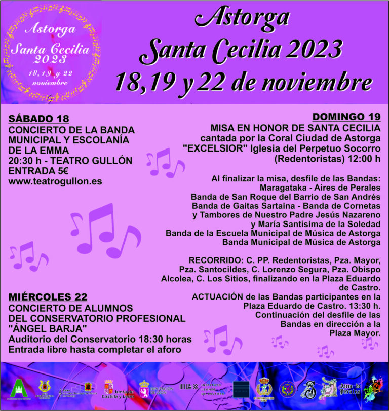Santa Cecilia 18, 19 y 22 de noviembre