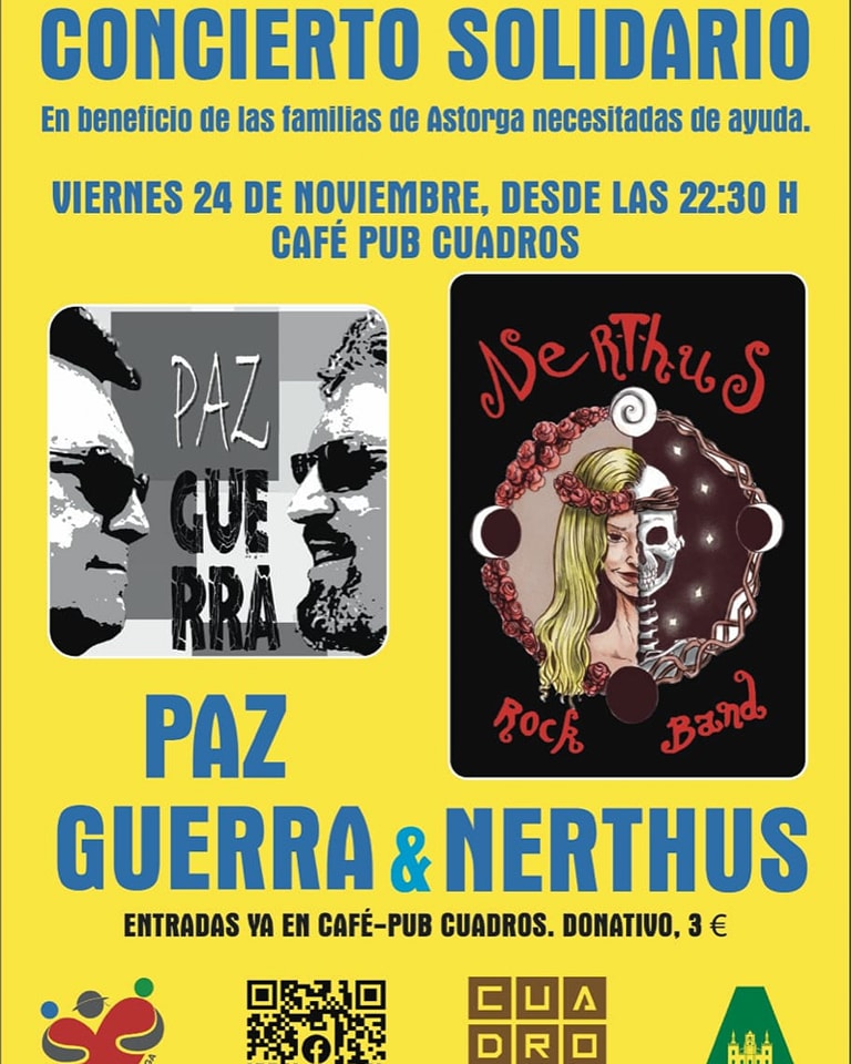 Concierto solidario. 24 de noviembre. Paz Guerra y Nerthus Rock Band en Cuadros