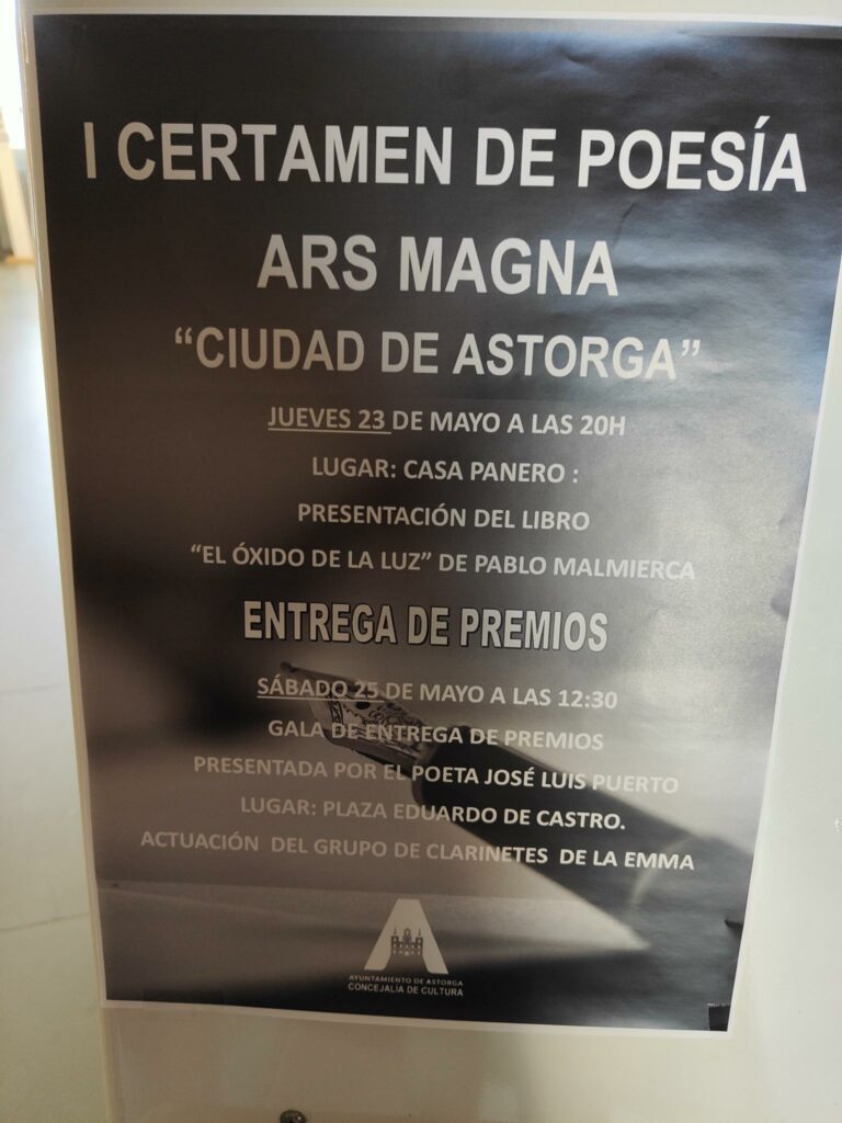 La plaza Eduardo de Castro acoge este sábado la entrega de premios del I Certamen de Poesía «Ars Magna»