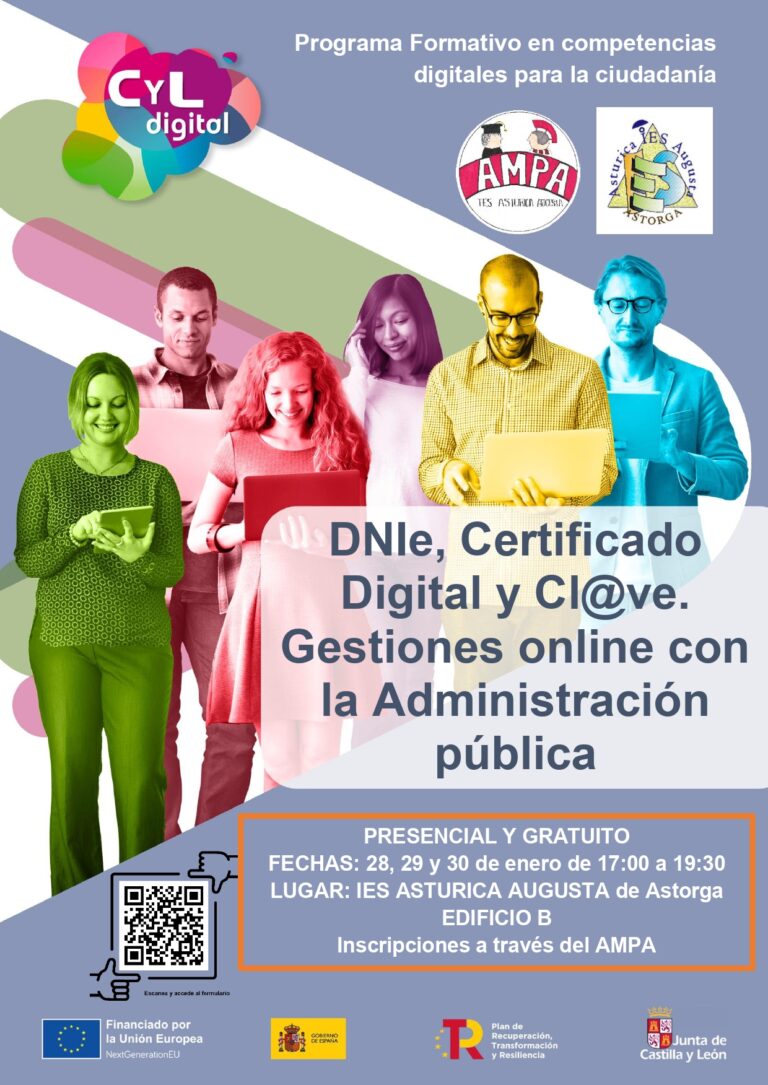 El AMPA Asturica Augusta organiza un taller gratuito sobre uso de DNIe, Certificado Digital y Cl@ve para realizar gestiones online con la Administración