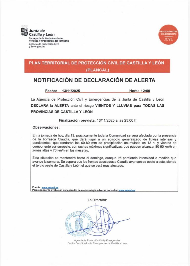 La Junta declara la alerta por fenómenos meteorológicos adversos hasta el próximo domingo en todas las provincias