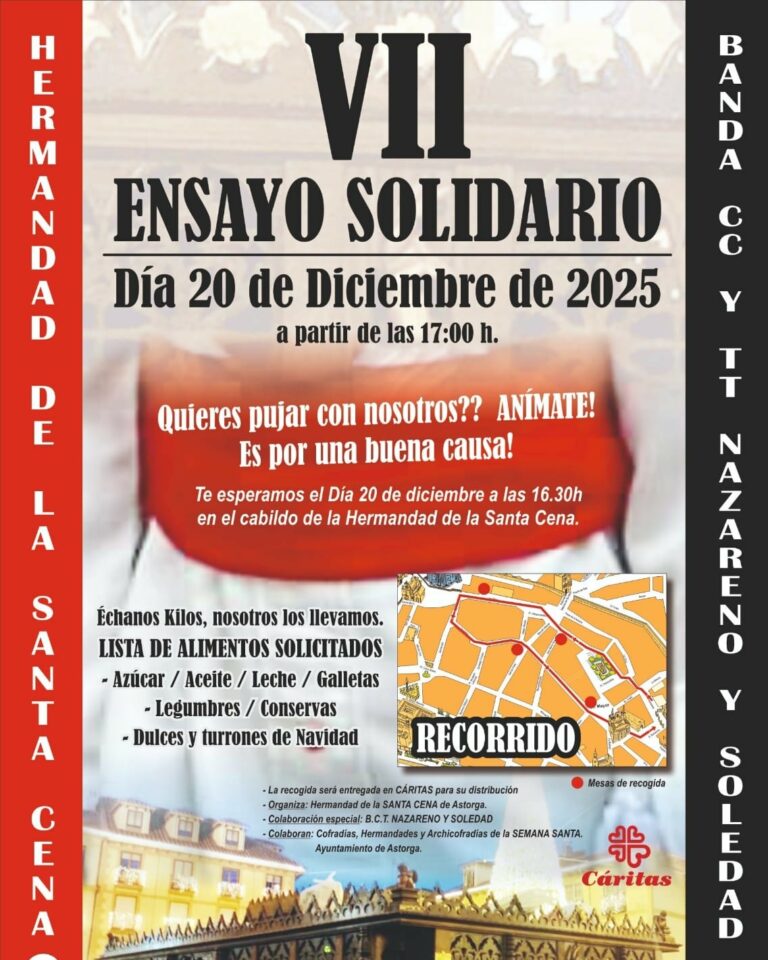 La Hermandad de la Santa Cena organiza su VII Ensayo Solidario el 20 de diciembre