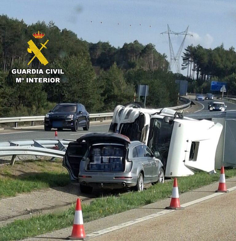 Siete detenidos por el robo de mercancía valorada en más de 30.000 euros de un camión accidentado