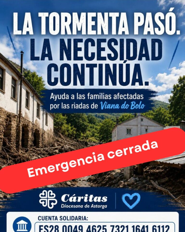 Cáritas Diocesana de Astorga recibe 1.105 euros en donaciones para ayudar a los afectados por las tormentas en Viana do Bolo
